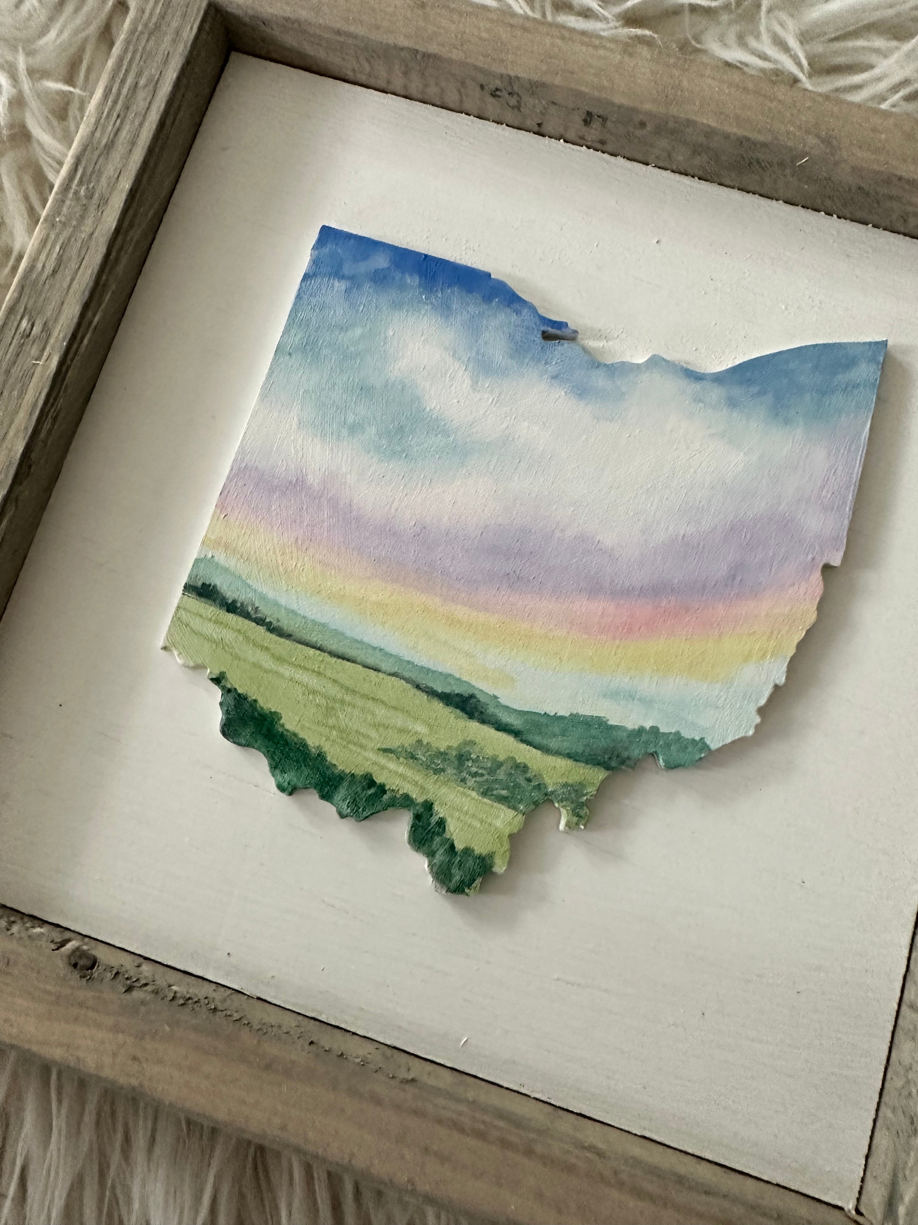 Hand Painted Ohio Rainbow Landscape