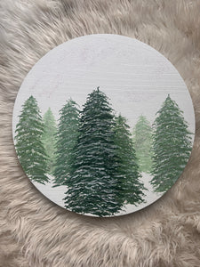 Winter Glitter Trees Wood Round Full Forest